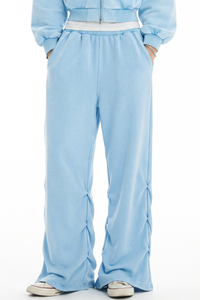 Women's Fall Washed Distressed Ruched Flare Sweatpants