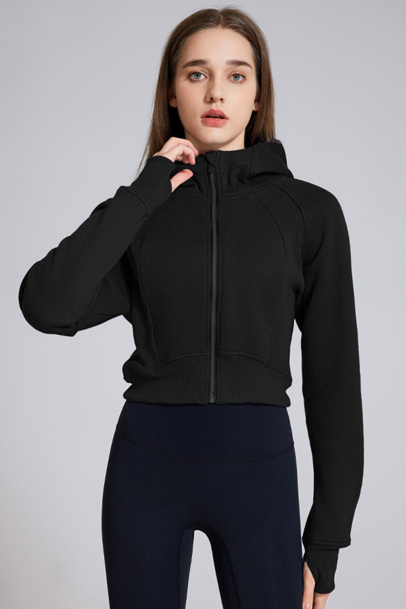 Women'S Zipper Hooded Sweatshirt