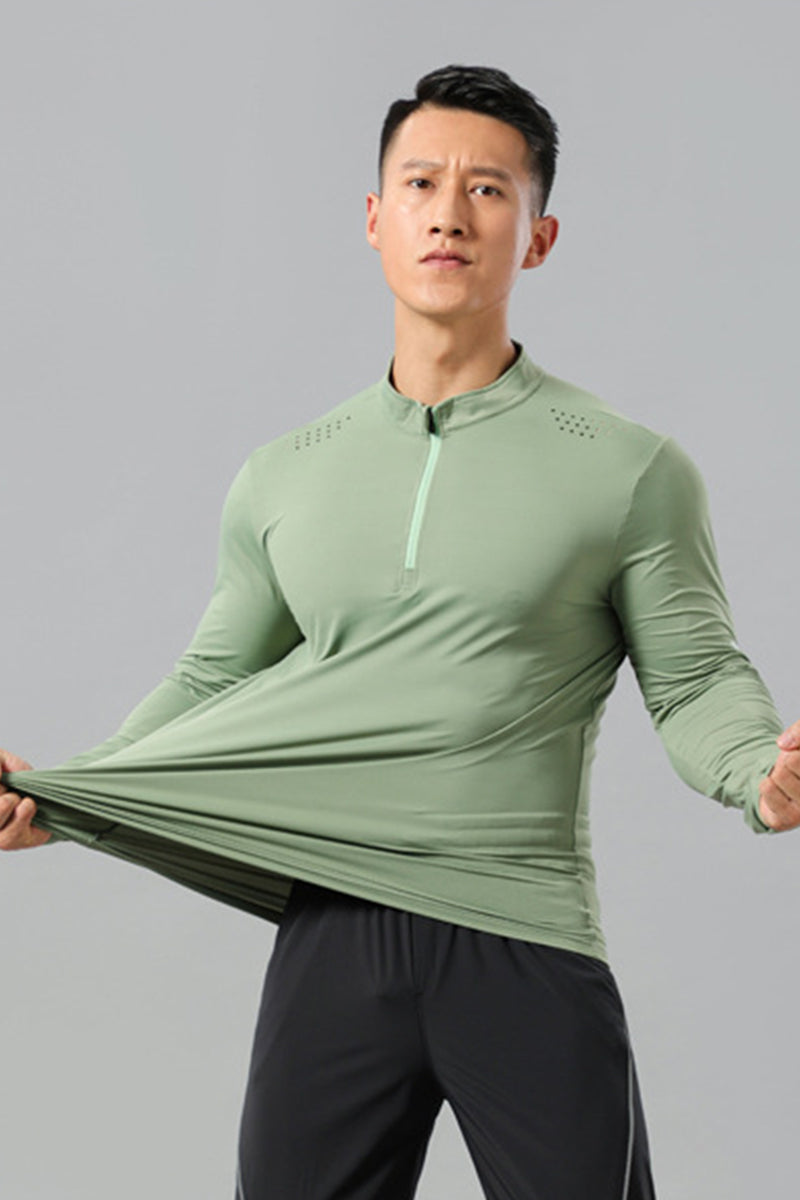 Men Half-Zip Breathable Outdoor Training Long Sleeve Top