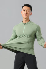 Men Half-Zip Breathable Outdoor Training Long Sleeve Top