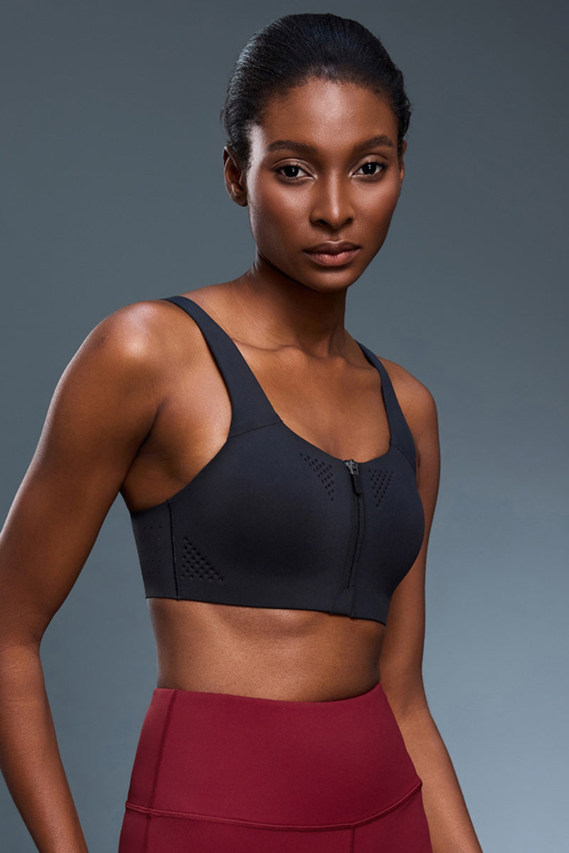 Women High-Impact Front-Zip Quick-Dry Seamless Sports Bra