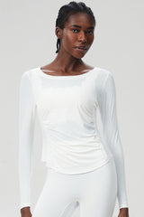 Women Plus-Size Smooth Quick-Dry Sun Protection Loose Fit Training Long Sleeve Top