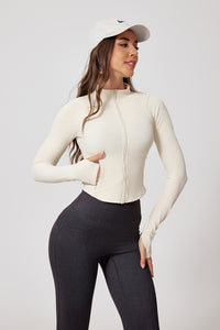 Women'S Zippered Stand-Up Collar Warm Yoga Sports Long Sleeve Jacket