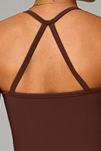 Women Brushed Slim Fit Yoga Set: Square Neck Camisole + High Waist Shorts