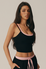 Women's Athletic Polka Dot Trim Layered-Look Cami