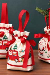 Christmas Canvas Gift Bag For Xmas Eve Apple Candy Wrapping