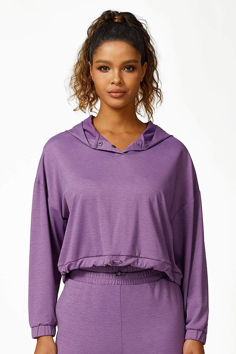 Women'S Drawstring Hem Hooded Sweatshirt