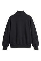 Women's Fall Solid Fleece Loose Mock Neck Sweatshirt