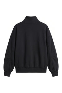 Women's Fall Solid Fleece Loose Mock Neck Sweatshirt