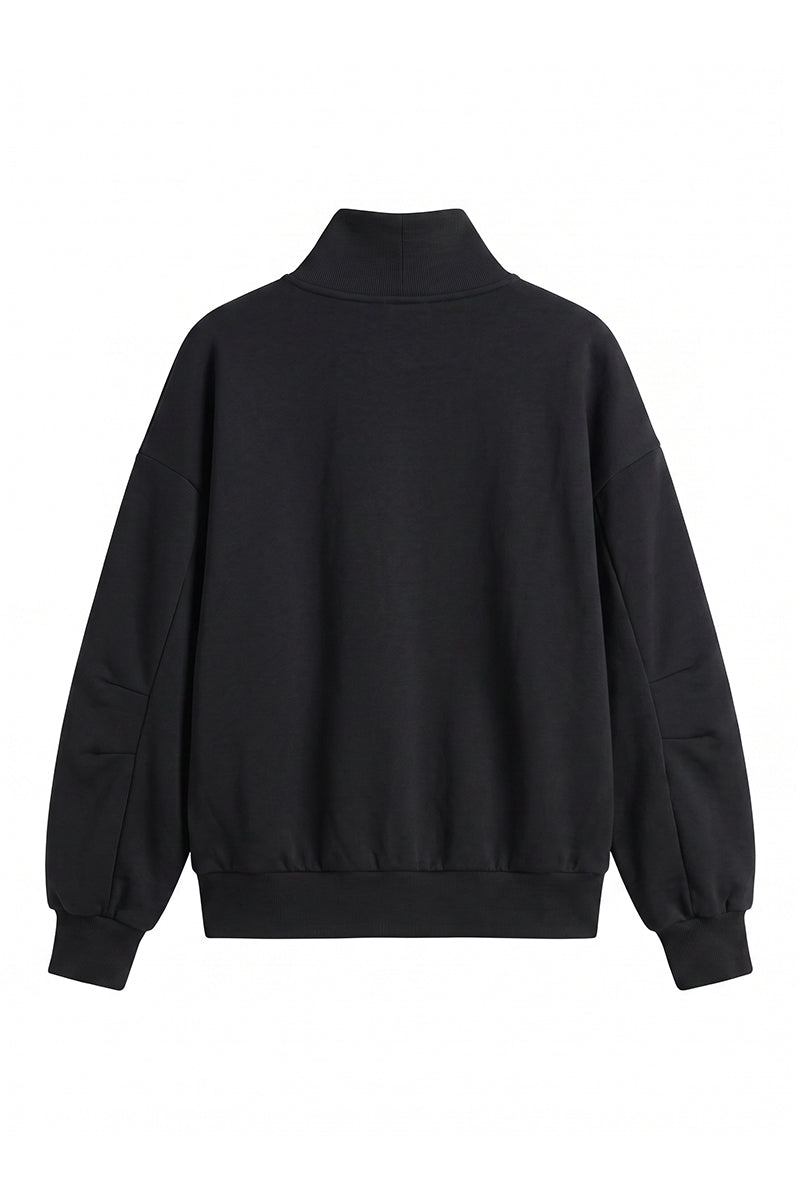 Women's Fall Solid Fleece Loose Mock Neck Sweatshirt