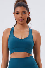 Women Eco-Friendly Recycled Fabrics Cross Back Slimming With Padded Yoga Sports Bra