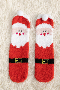 Women Christmas Coral Fleece Socks With Antler Santa Snowman