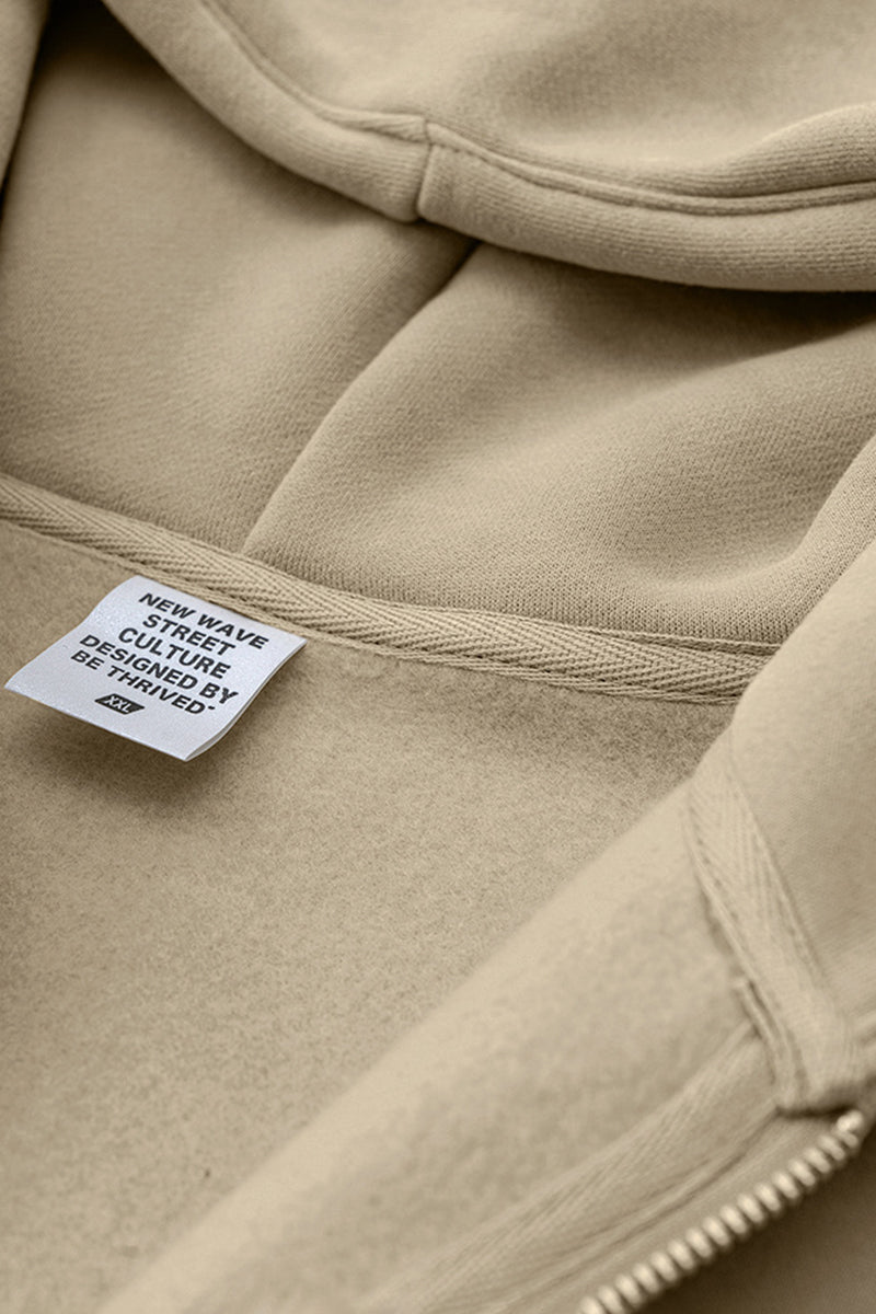 Loose-fitting hooded zip-up knitted cardigan jacket