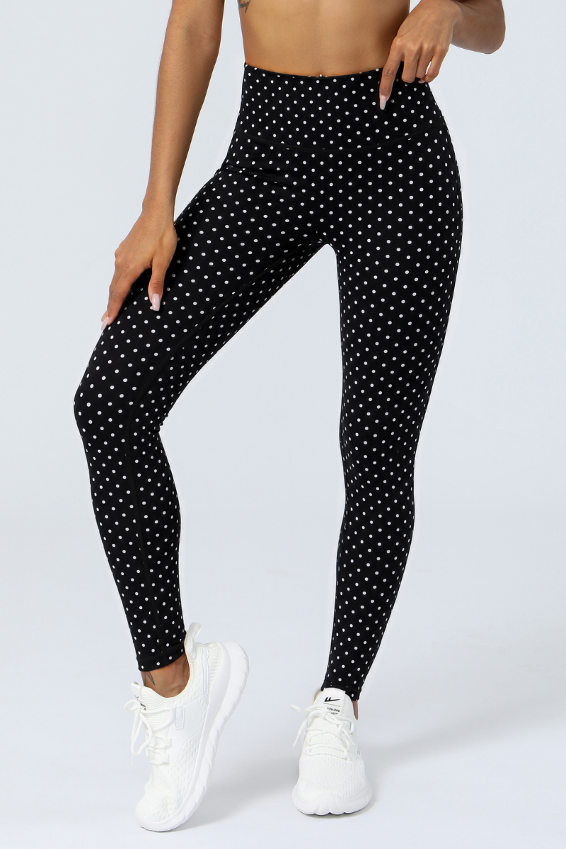 Women's Athletic Polka Dot Mid Waist Yoga Leggings