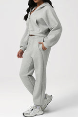 Women Hooded Sport Set: Zip Hoodie + Pants