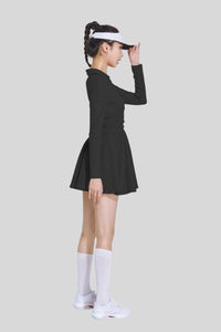 V-neck tennis sports skirt dance golf long sleeve dress