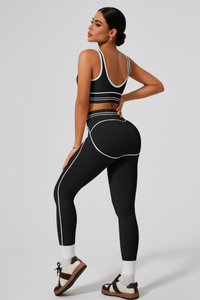 Women's Seamless Color-Block Sports Bra & Yoga Leggings Set