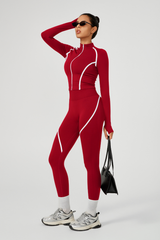 Women's Seamless Color-Block Jacket & Yoga Legging Two-Piece Set