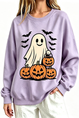 Women's Fall Halloween Spooky Ghost Pumpkin Sweatshirt