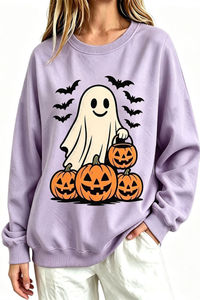 Women's Fall Halloween Spooky Ghost Pumpkin Sweatshirt