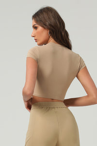 Women Slim Cropped Soft-Feel Yoga T-Shirt