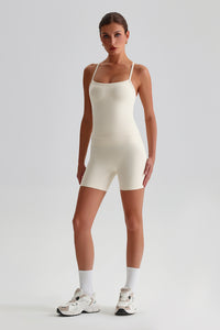 Women High-Waisted Peach Booty Yoga Set: Seamless Crotch Shorts + Y-Back Sports Bra