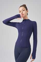 Women Stand Collar Slim-Fit Yoga Running Long Sleeves