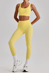 Women's Wide Strap Sports Bra & No Front Seam Leggings Set