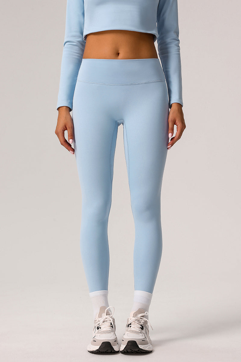 Women Solid Light Fleece Belly Controlling Sports Leggings