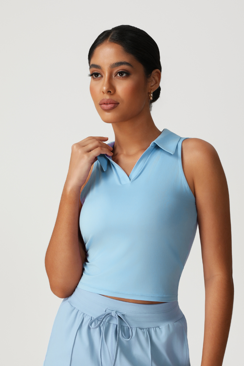 Women's Polo Collar Sleeveless Slim Fit Athletic Tank Top