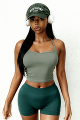 Women's medium strength fixed chest pad yoga fitness bra