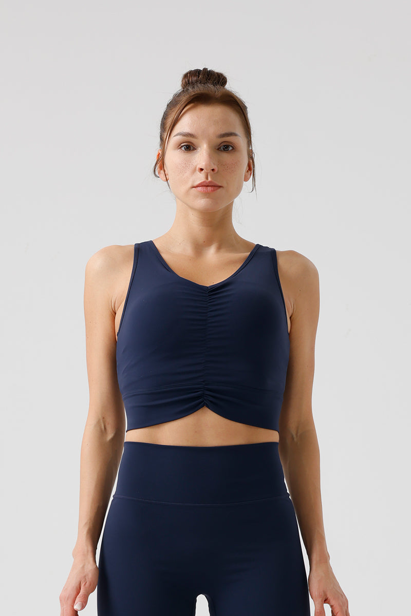 Women Sensual Drawstring Outer Wear With Bust Eco-Friendly Recycled Cotton High Strength Fitness Sports Bra