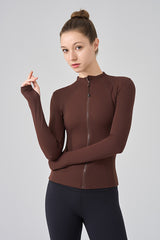 Women Stand Collar Slim-Fit Yoga Running Long Sleeves