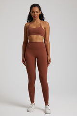 Cross Back Spaghetti Strap Bra + Leggings 2-Piece Set