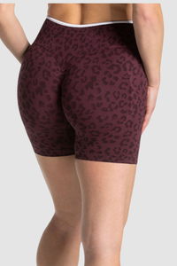 Women's Seamless Contrast Leopard Print Sports Yoga Shorts