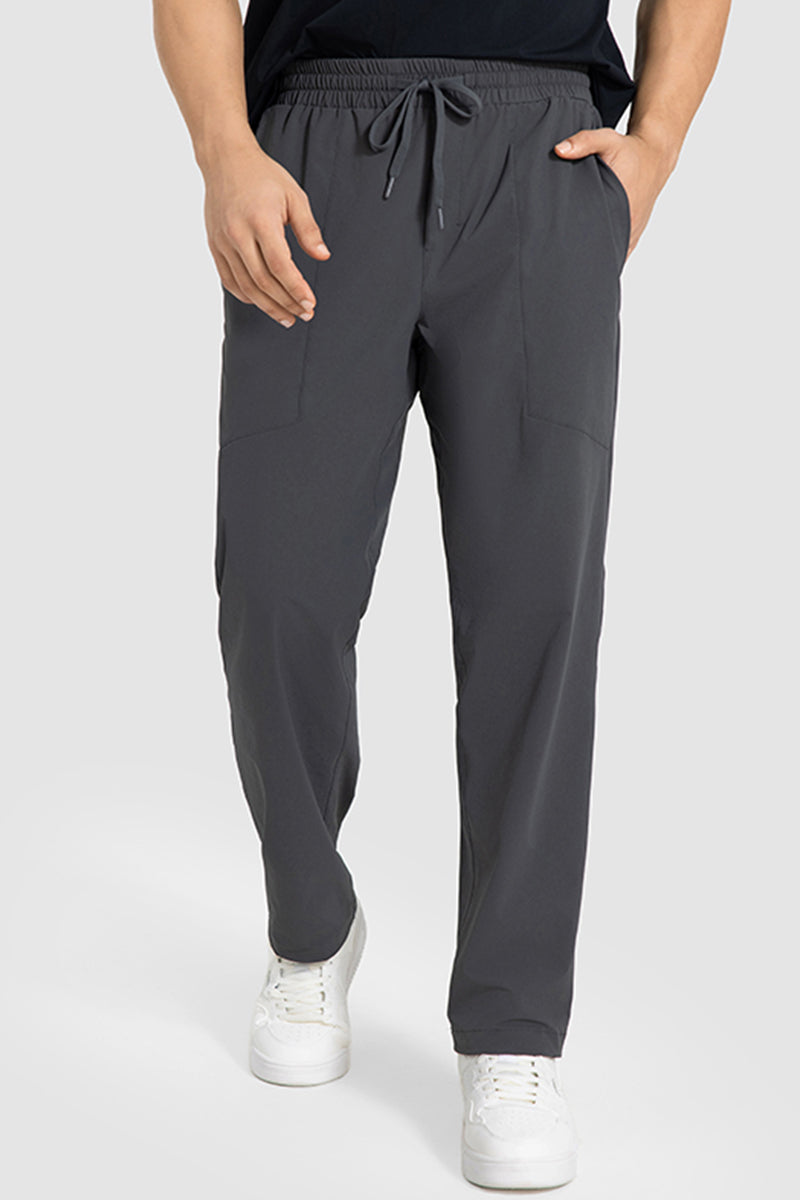 Men Loose Lightweight Quick-Dry Straight Leg Breathable High-Elastic Sports Pants