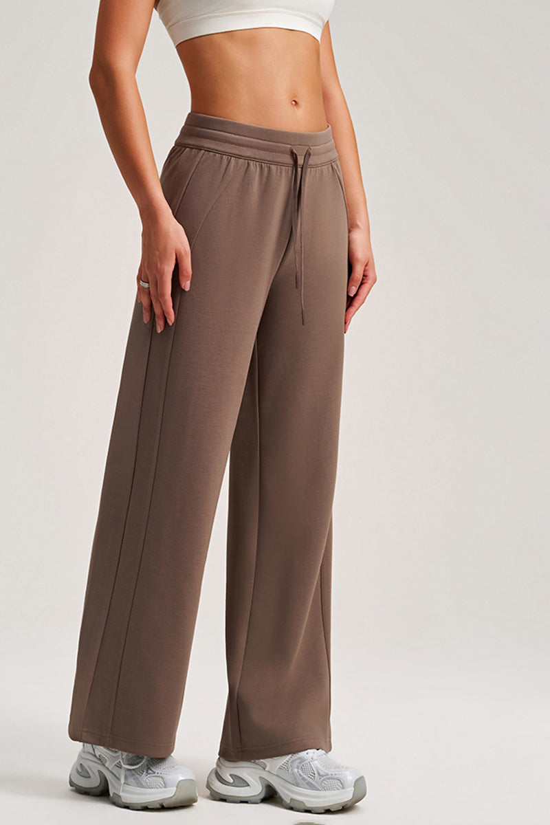 Women Drawstring High-Waist Loose Straight-Leg Workout Pants