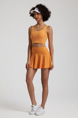 Solid Color U-Shaped Back Bra + Short Skirt 2-Piece Set