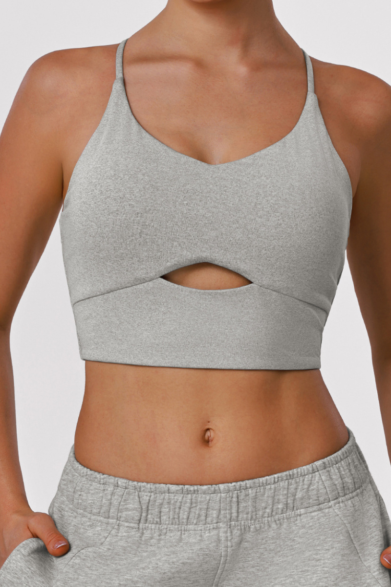 Women's Athletic V-neck Thin-Strap Cross Back Bra