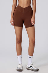 Women V-Waist High Rise Shaping Hip Lift Yoga Shorts