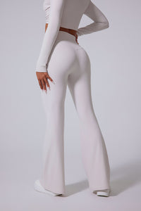 Women'S Brushed V-Shaped High-Waisted Skinny Sculpting Sports Bell Bottoms