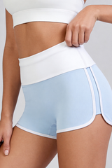 Women's High‑Waist Color‑Blocked Fold-Over Sports Shorts