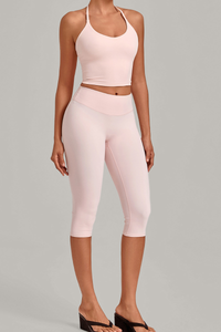 Women’s Halter Tank & Capri Leggings 2-Piece Yoga Set