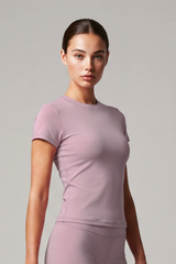 Women's Athletic Crew Neck Fitted Solid Workout Tee