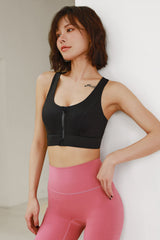 Back Cutout Front Zipper Yoga Sports Bra