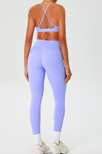 Women's Set:Cross Back Triangle Cup Bra & High-waist Leggings