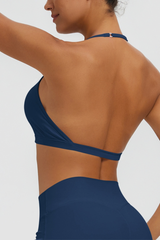 Women's Naked Feel Padded Halter V Neck Sports Bra