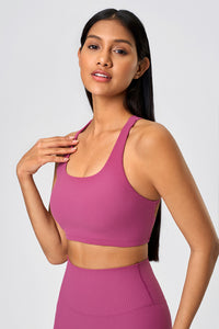 Women High-Elasticity Semi-Fixed Cross-Back Breathable Yoga Fitness Sports Bra