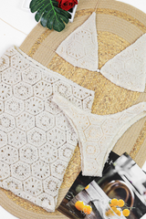 Women's Sexy Crochet Lace Hollow Out Bikini - 3 Piece Set