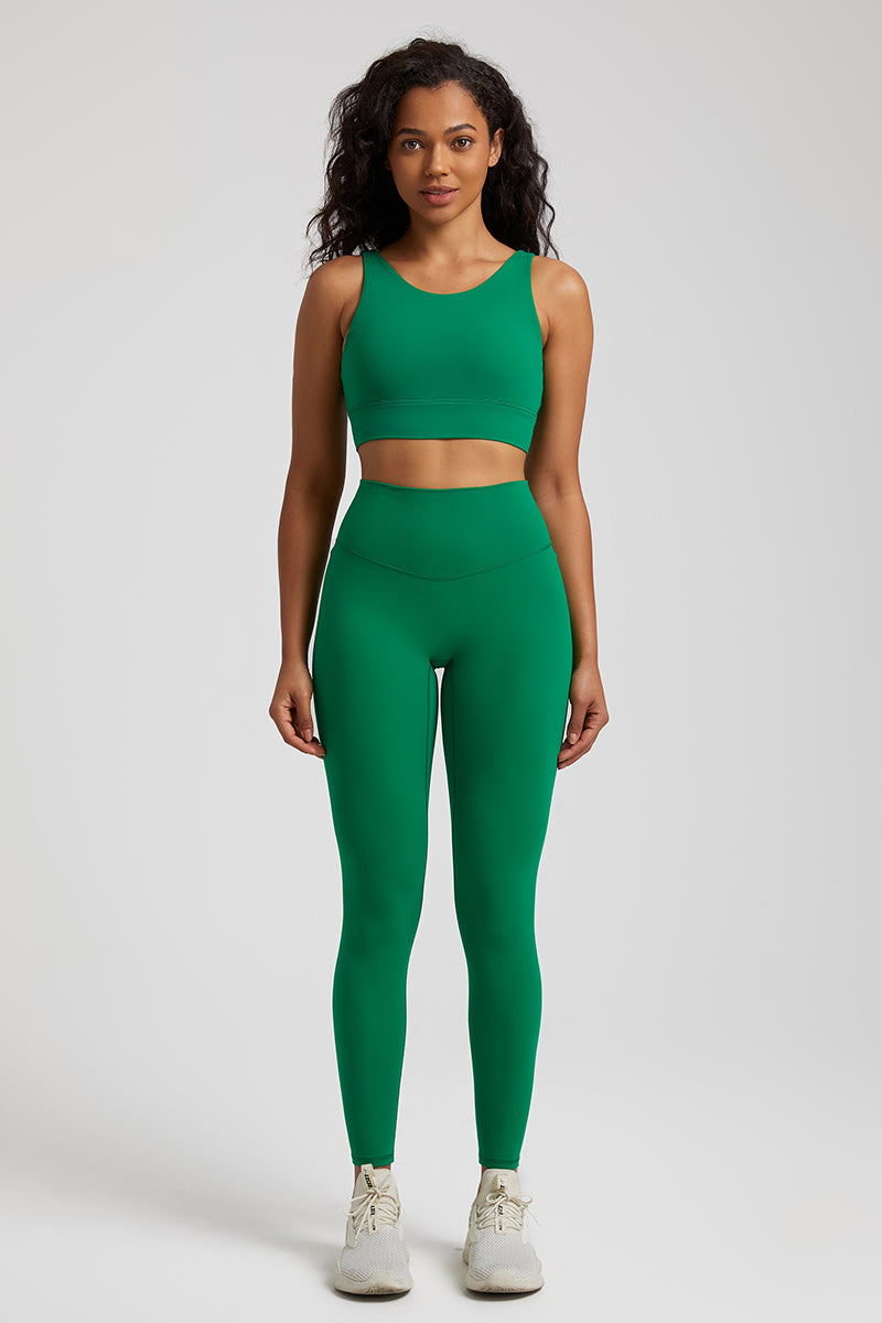 Double Strap Bra + 2-Piece Sports Leggings Set